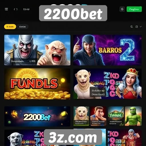 Variedade de jogos disponíveis na 2200bet